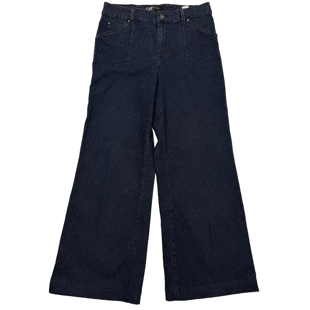 EDGE By Jen Rade Jeans Womens 10 Blue Dark Wash High Rise Wide Leg Stretch
